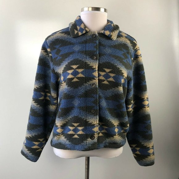Woolrich Jackets & Blazers - Woolrich Deep Pile Southwestern Aztec Jacket Button Blue Women's Size L H11689b